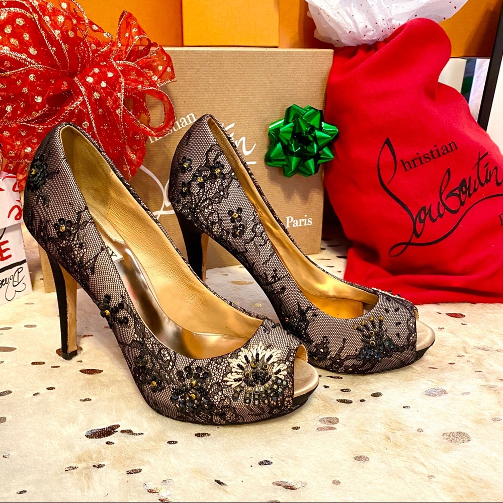 Badgley Mischka Lace Sequined Platform